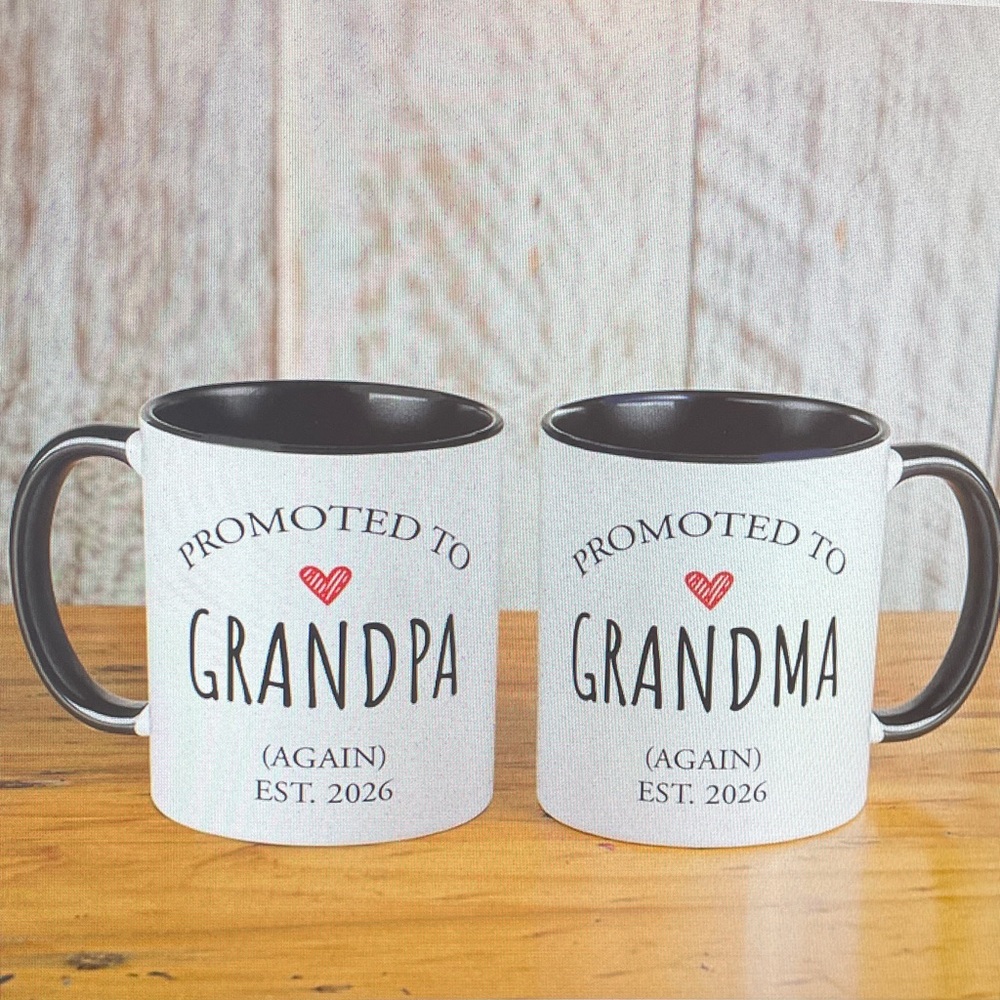 Promoted to Grandma Mug Set - Black and White